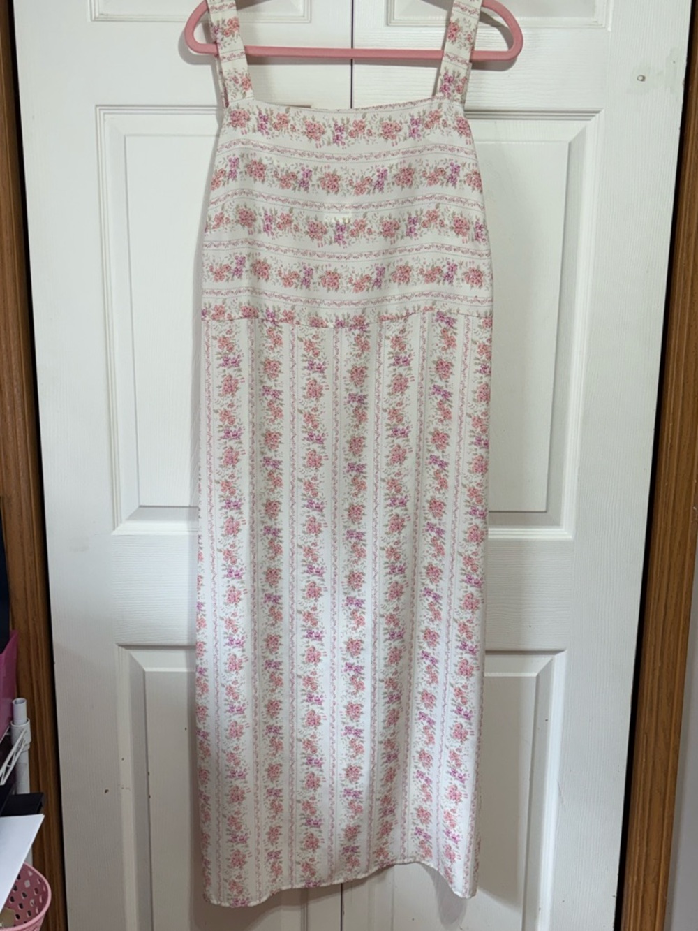 Vintage 90’s Maxi Dress with Pink Floral Stripe